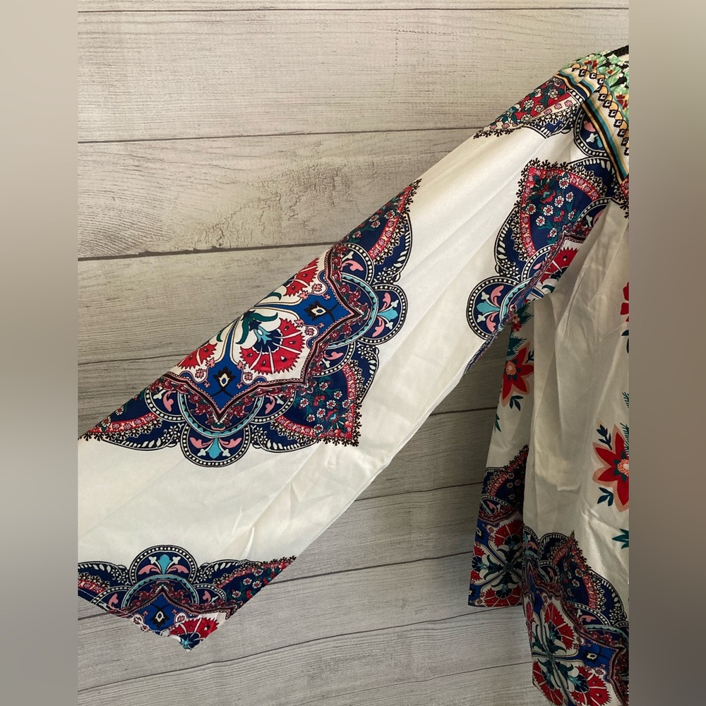 MISSLOOK | Women’s Festive Multi-Colored Floral Long Sleeve Blouse - Picture 3 of 7